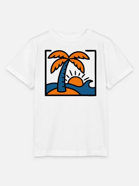 Strand Palme Welle Abzeichen - Stanley/Stella Kinder T-Shirt MINI CREATOR  - Weiß