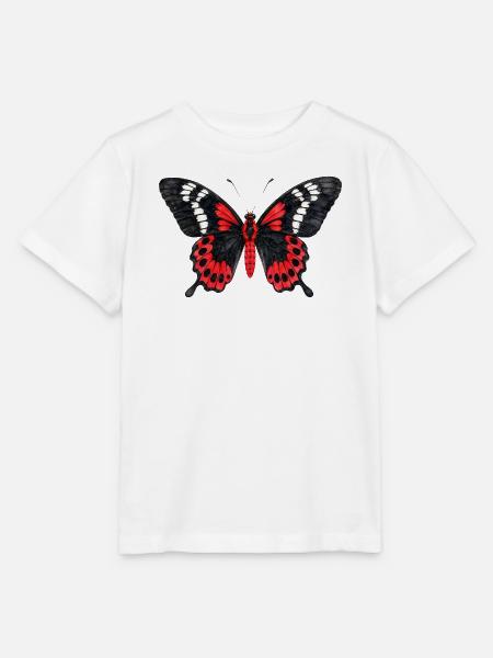 Crimson Rose Butterfly Pachliopta hector - Stanley/Stella Kinder T-Shirt MINI CREATOR - Weiß