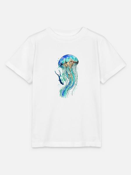 Jellyfish Dive Art - Stanley/Stella Kinder T-Shirt MINI CREATOR  - Weiß