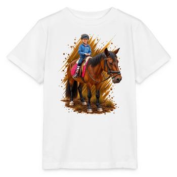 Amelie reitet gerne - Stanley/Stella Kinder T-Shirt MINI CREATOR  - Weiß - Vorne - Maike (125cm)