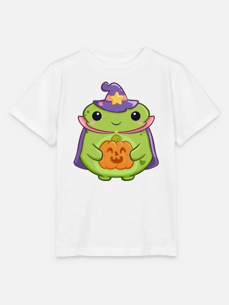 Kürbiszauber Frosch in Hexenkostüm für Halloween - Stanley/Stella Kinder T-Shirt MINI CREATOR - Weiß