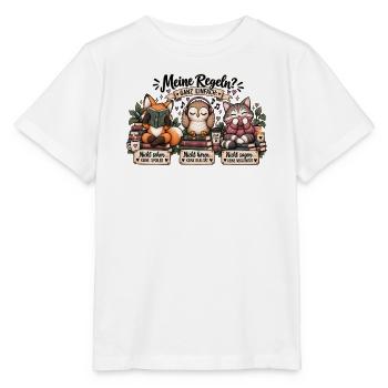 Meine Regeln? Ganz einfach – Keine Spoiler & keine - Stanley/Stella Kinder T-Shirt MINI CREATOR  - Weiß - Vorne - Maike (125cm)