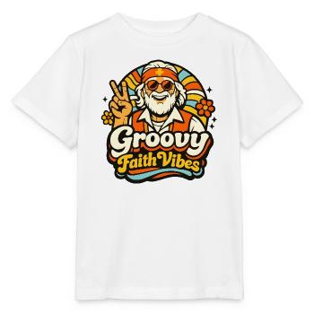 Groovy Faith Vibes Hippie Guru - Stanley/Stella Kinder T-Shirt MINI CREATOR  - Weiß - Vorne - Maike (125cm)
