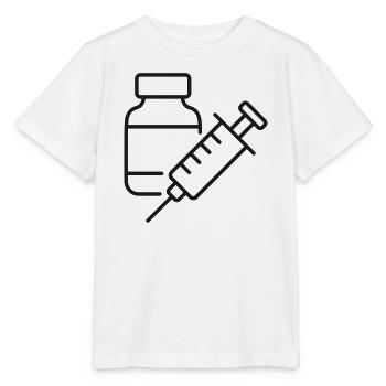 Medizinische Spritze und Medizinflaschen-Linien-Symbol - Stanley/Stella Kinder T-Shirt MINI CREATOR  - Weiß - Vorne - Maike (125cm)