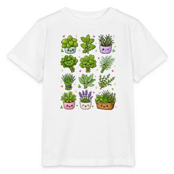 Kawaii Kräuter | Küche & Kräutergarten - Stanley/Stella Kinder T-Shirt MINI CREATOR  - Weiß - Vorne - Maike (125cm)