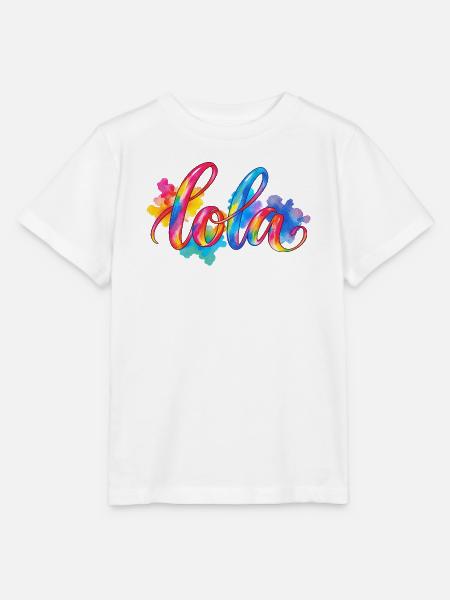 lola – Regenbogen Aquarellschriftzug - Stanley/Stella Kinder T-Shirt MINI CREATOR - Weiß