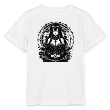 Gothische Zauberin im Kreisornament - Stanley/Stella Kinder T-Shirt MINI CREATOR  - Weiß - Vorne - Maike (125cm)