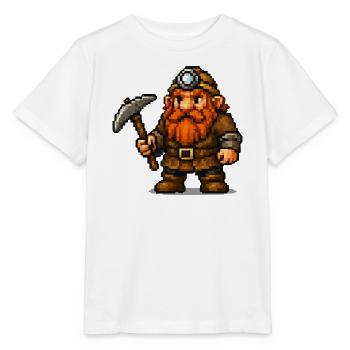 Pixel Zwerg mit Spitzhacke - Stanley/Stella Kinder T-Shirt MINI CREATOR  - Weiß - Vorne - Maike (125cm)