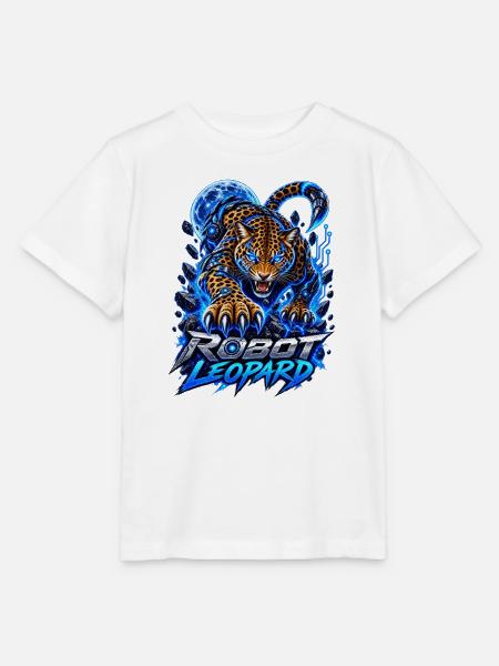 Robot Leopard – Cyber Leopard - Stanley/Stella Kinder T-Shirt MINI CREATOR  - Weiß