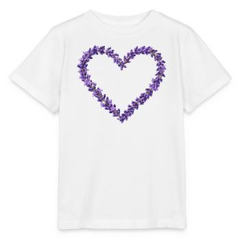 Lavendelherz aus violetten Blüten - Stanley/Stella Kinder T-Shirt MINI CREATOR  - Weiß - Vorne - Maike (125cm)