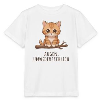 Unwiderstehliche Kulleraugen süße Katze - Stanley/Stella Kinder T-Shirt MINI CREATOR  - Weiß - Vorne - Maike (125cm)