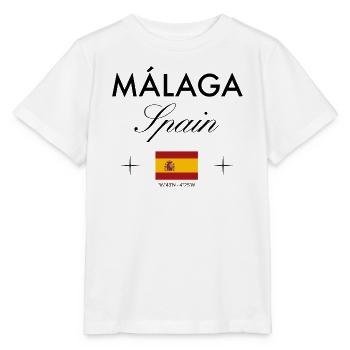 Málaga Spanien Koordinaten Reise Souvenir - Stanley/Stella Kinder T-Shirt MINI CREATOR  - Weiß - Vorne - Maike (125cm)