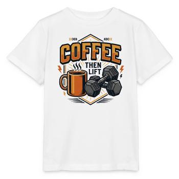 Kaffee, dann heben - Stanley/Stella Kinder T-Shirt MINI CREATOR  - Weiß - Vorne - Maike (125cm)