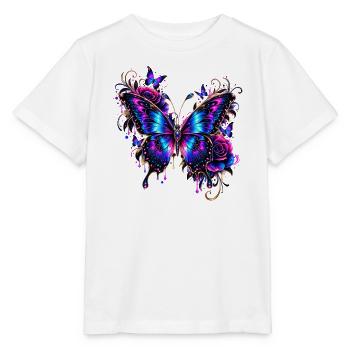 Neon Schmetterling mit leuchtenden Flügeln - Stanley/Stella Kinder T-Shirt MINI CREATOR  - Weiß - Vorne - Maike (125cm)