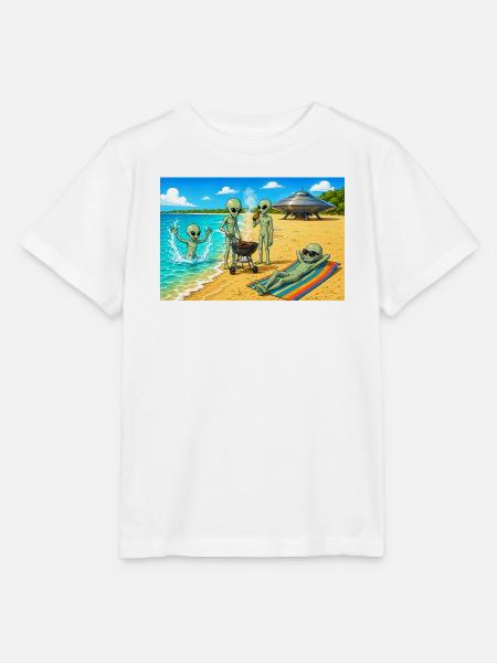 Alien Beach BBQ Day - Stanley/Stella Kinder T-Shirt MINI CREATOR - Weiß