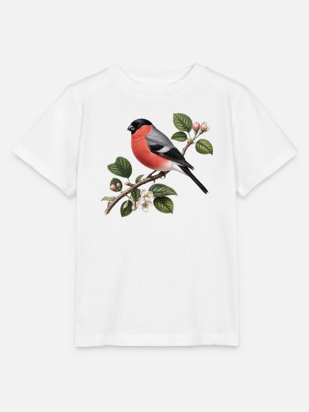 Buschfink-Pfingstrone und Apfelzweig - Stanley/Stella Kinder T-Shirt MINI CREATOR  - Weiß