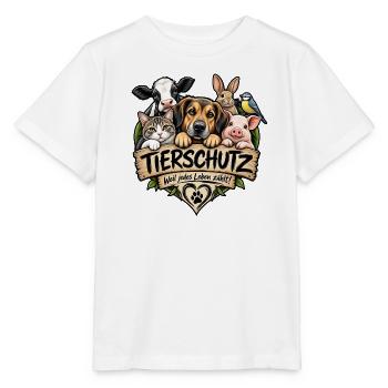 Tierschutz Tierliebe - Stanley/Stella Kinder T-Shirt MINI CREATOR  - Weiß - Vorne - Maike (125cm)