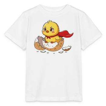 Niedliche Superhelden-Küken-Schlüpfen-Illustration - Stanley/Stella Kinder T-Shirt MINI CREATOR  - Weiß - Vorne - Maike (125cm)