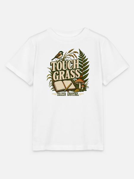 Nature Journaling - Touch Grass Take Notes - Stanley/Stella Kinder T-Shirt MINI CREATOR - Weiß