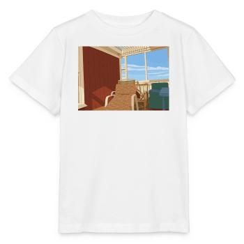 Gemütlicher Liegestuhl auf sonniger Veranda  - Stanley/Stella Kinder T-Shirt MINI CREATOR  - Weiß - Vorne - Maike (125cm)