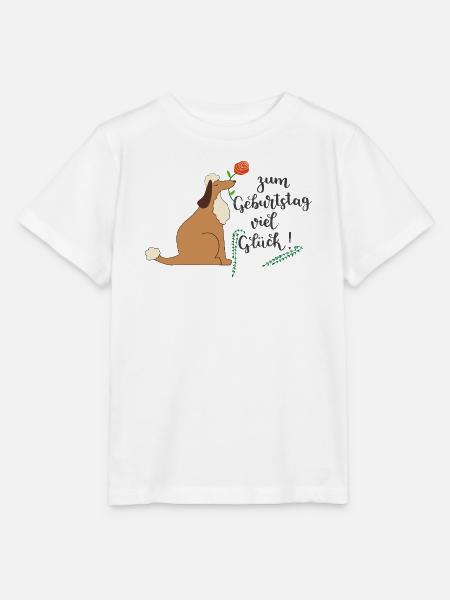 Hund mit Rose Geburtstag Viel Glück - Stanley/Stella Kinder T-Shirt MINI CREATOR - Weiß