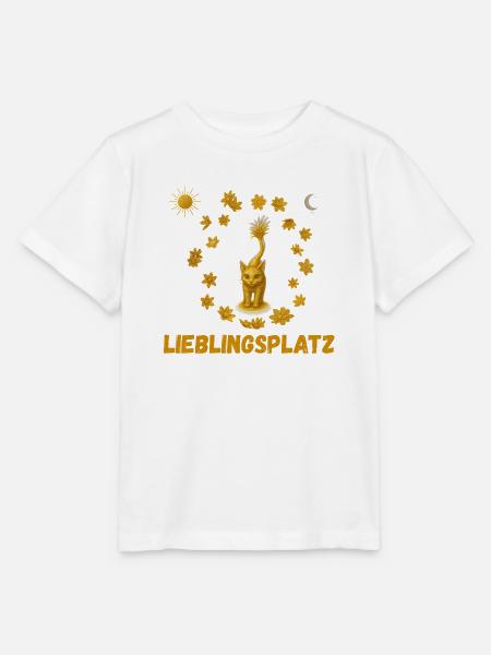 Goldene Katze im Blütenkreis - Stanley/Stella Kinder T-Shirt MINI CREATOR - Weiß