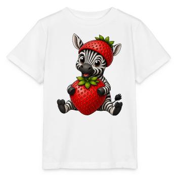 Zebra Erdbeere Süßer Sommer Cartoon - Stanley/Stella Kinder T-Shirt MINI CREATOR  - Weiß - Vorne - Maike (125cm)