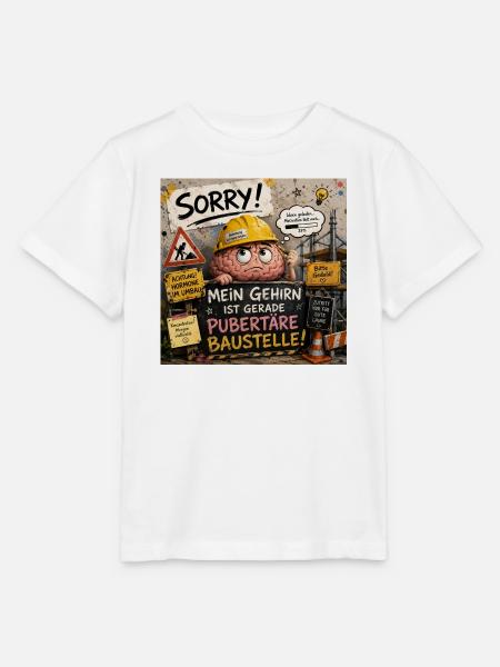 Pubertäres Gehirn als Baustelle - Stanley/Stella Kinder T-Shirt MINI CREATOR - Weiß