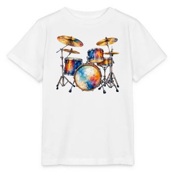 Farbexplosion Schlagzeug-Set - Stanley/Stella Kinder T-Shirt MINI CREATOR  - Weiß - Vorne - Maike (125cm)
