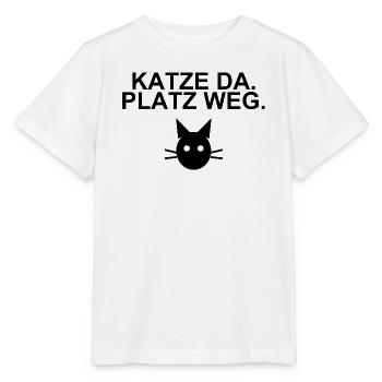Katze da, Platz weg – Katzenliebe - Stanley/Stella Kinder T-Shirt MINI CREATOR  - Weiß - Vorne - Maike (125cm)