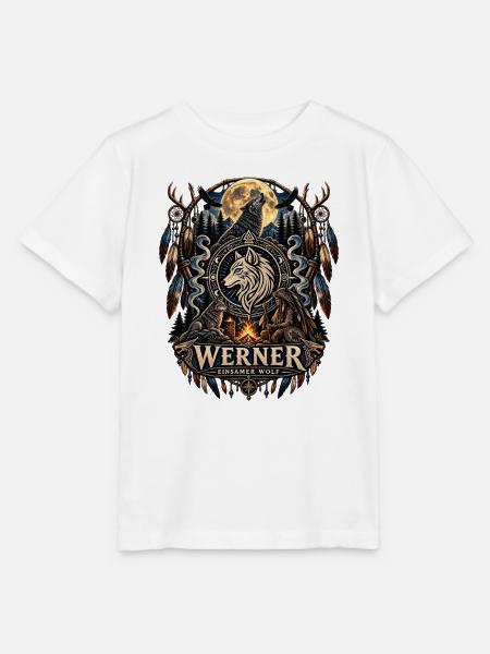 Werner Einsamer Wolf Mystik Fantasy Design - Stanley/Stella Kinder T-Shirt MINI CREATOR - Weiß