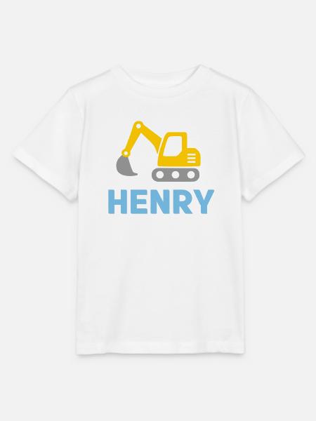 Bagger Henry gelb - Stanley/Stella Kinder T-Shirt MINI CREATOR - Weiß