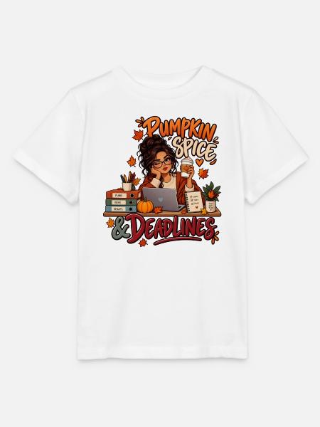 Pumpkin Spice & Deadlines – Herbstbüro - Stanley/Stella Kinder T-Shirt MINI CREATOR  - Weiß