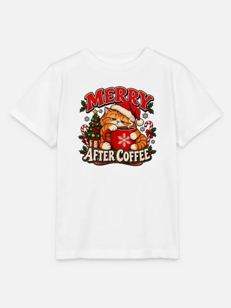 Fröhlich nach dem Kaffee – Müde Weihnachtskatze - Stanley/Stella Kinder T-Shirt MINI CREATOR  - Weiß
