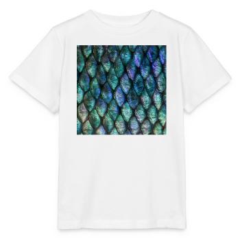 Irisierender Türkis und blaue Schuppen - Stanley/Stella Kinder T-Shirt MINI CREATOR  - Weiß - Vorne - Maike (125cm)