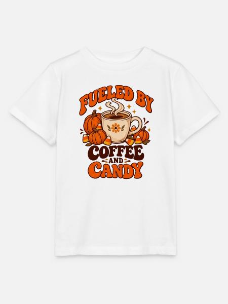 Angetrieben von Kaffee und Süßigkeiten - Stanley/Stella Kinder T-Shirt MINI CREATOR  - Weiß