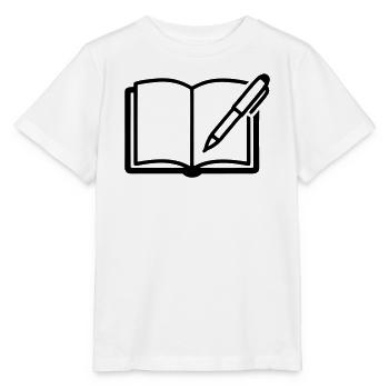 Offenes Buch Kugelschreiber Logo - Stanley/Stella Kinder T-Shirt MINI CREATOR  - Weiß - Vorne - Maike (125cm)