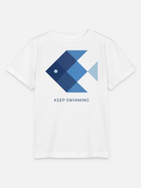 Keep Swimming – Minimalistischer Fisch Spruch - Stanley/Stella Kinder T-Shirt MINI CREATOR  - Weiß