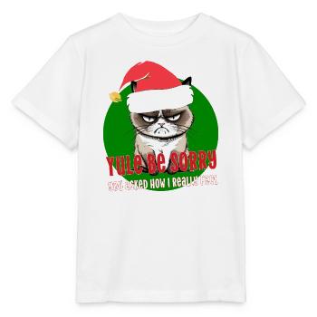 Wütende Weihnachtskatze mit Weihnachtsmütze Weihnachtsmütze Entschuldigung - Stanley/Stella Kinder T-Shirt MINI CREATOR  - Weiß - Vorne - Maike (125cm)