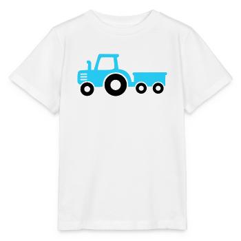 Traktor mit Anhänger in hellblau - Stanley/Stella Kinder T-Shirt MINI CREATOR  - Weiß - Vorne - Maike (125cm)