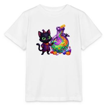 Niedlicher Schwarzer Katzenzauberer Zaubertrank Halloween - Stanley/Stella Kinder T-Shirt MINI CREATOR  - Weiß - Vorne - Maike (125cm)