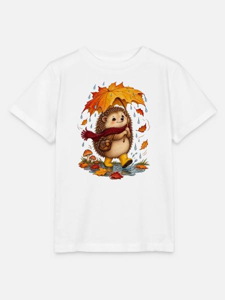 Igel im Regen – Niedliches Herbstmotiv - Stanley/Stella Kinder T-Shirt MINI CREATOR  - Weiß