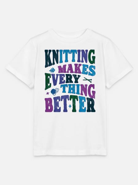 Knitting makes everything better - Stanley/Stella Kinder T-Shirt MINI CREATOR  - Weiß