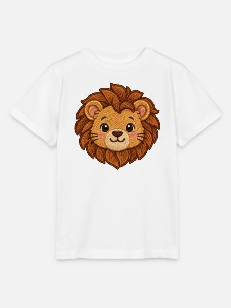 Süßer Löwenkopf – Tiermotiv in Stickmotiv Optik - Stanley/Stella Kinder T-Shirt MINI CREATOR - Weiß