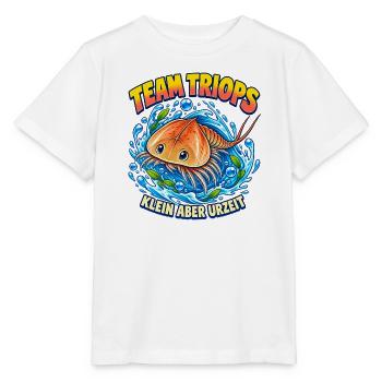 Team Triops – Klein aber Urzeit - Stanley/Stella Kinder T-Shirt MINI CREATOR  - Weiß - Vorne - Maike (125cm)