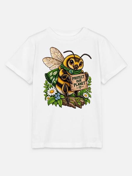 Protect Our Planet Biene - Stanley/Stella Kinder T-Shirt MINI CREATOR  - Weiß