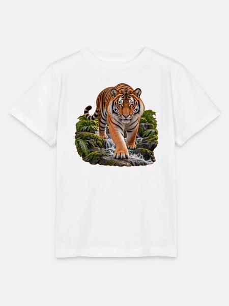 Realistischer Tiger im Dschungel - Stanley/Stella Kinder T-Shirt MINI CREATOR - Weiß