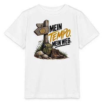 Mein Tempo. Mein Weg. – Buen Camino - Stanley/Stella Kinder T-Shirt MINI CREATOR  - Weiß - Vorne - Maike (125cm)