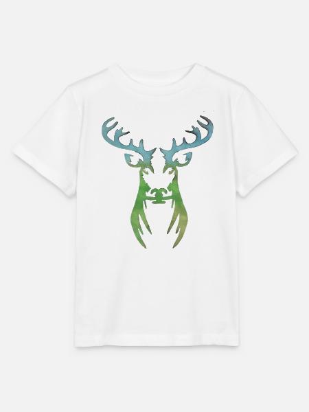 Wasserfarbiger Hirschkopf Silhouette - Stanley/Stella Kinder T-Shirt MINI CREATOR  - Weiß