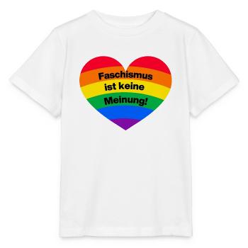 FASCHISMUS IST KEINE MEINUNG, NIE WIEDER, NO AFD - Stanley/Stella Kinder T-Shirt MINI CREATOR  - Weiß - Vorne - Maike (125cm)